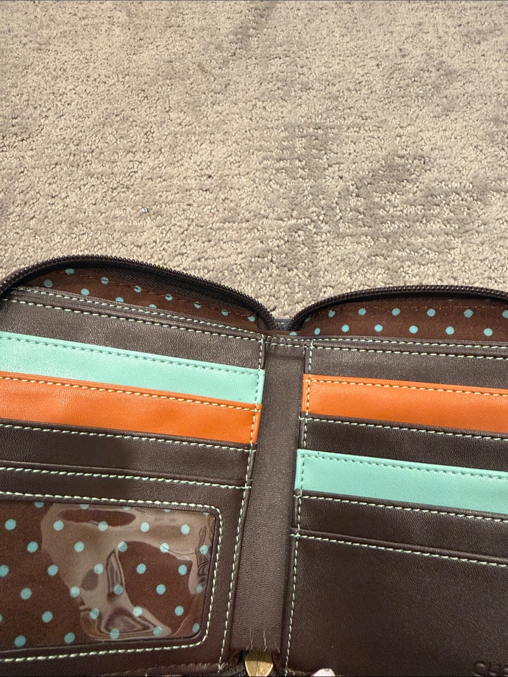 Chala Navy Wristlet Wallet with Red and Orange Cardinal Applique - Picture 3 of 4